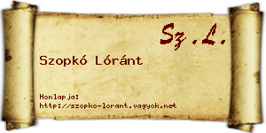 Szopkó Lóránt névjegykártya